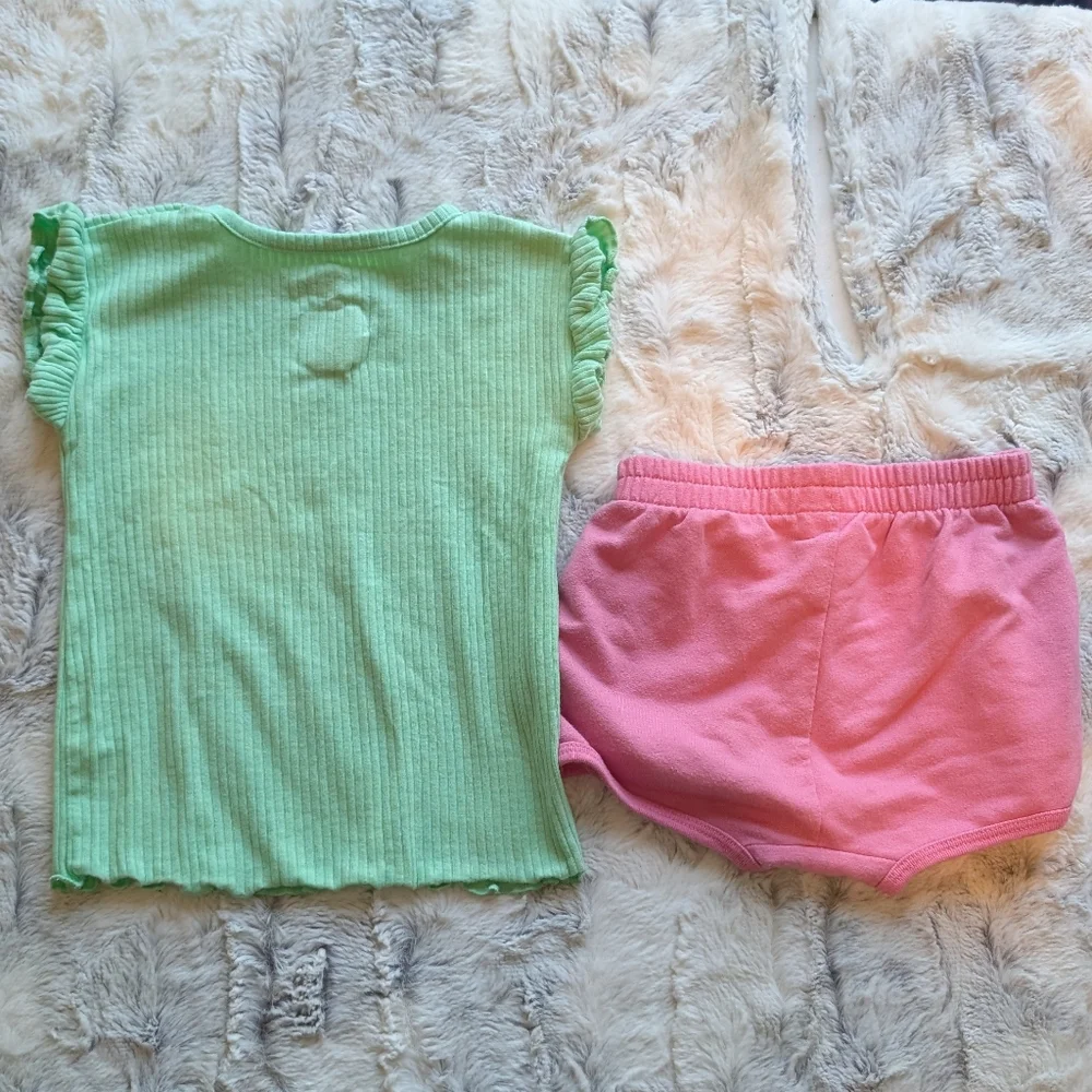 Cat & Jack Mint Green Pink Top And Shorts 18 Months